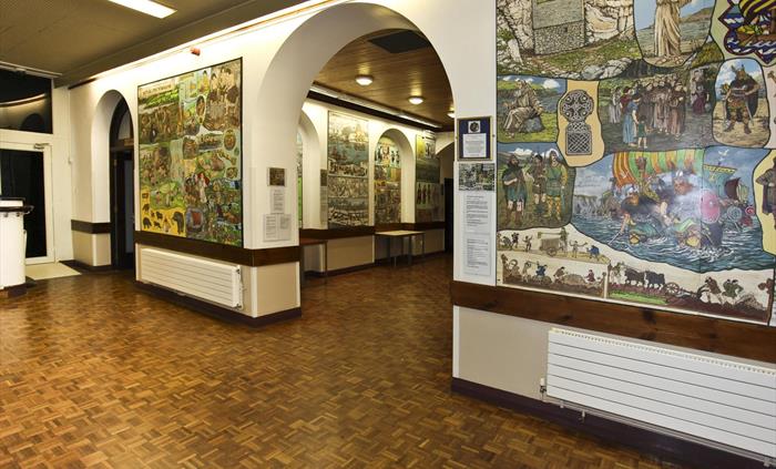 The Murals portray the history of Pembroke from earliest times to the Edwardian eral